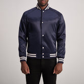 Yaken Blue Leather Varsity Jacket