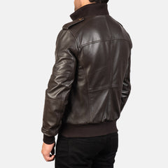 Elnas Brown Leather Bomber Jacket