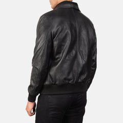 Rokin Black Leather Bomber Jacket