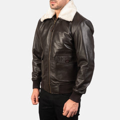 Nitor Brown Leather Bomber Jacket