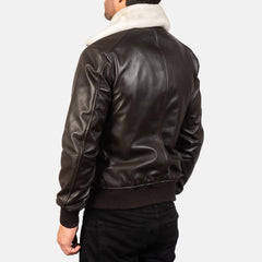 Nitor Brown Leather Bomber Jacket