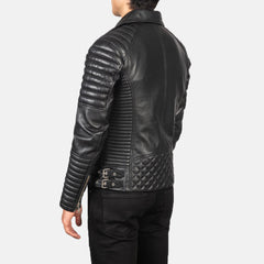 Konis Black Leather Biker Jacket