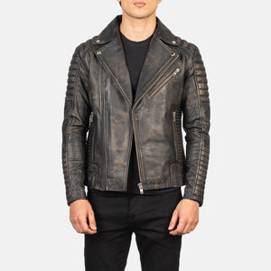 Konis Brown Leather Biker Jacket