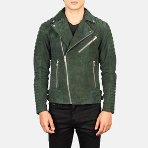 Konis Green Suede Biker Jacket