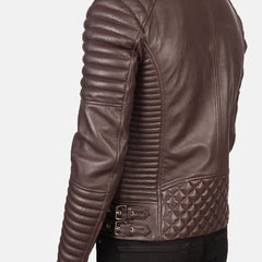 Konis Maroon Leather Biker Jacket