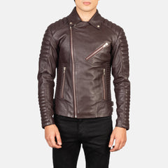Konis Maroon Leather Biker Jacket