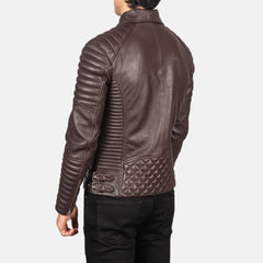 Konis Maroon Leather Biker Jacket