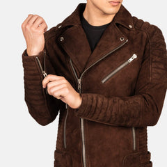 Konis Mocha Suede Biker Jacket