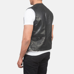 Eltel Black Leather Vest Jacket