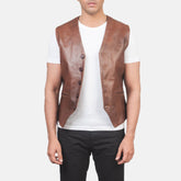 Eltel Brown Leather Vest Jacket