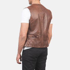 Eltel Brown Leather Vest Jacket