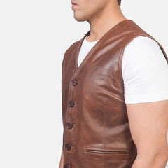 Eltel Brown Leather Vest Jacket
