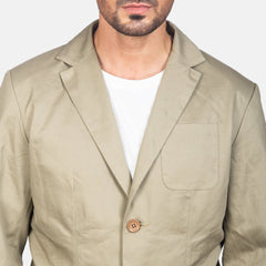 Suros Beige Leather Blazer Jacket
