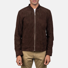 Takon Mocha Suede Bomber Jacket