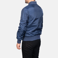 Vevet Blue Leather Bomber Jacket