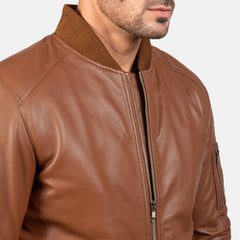 Sabis Brown Leather Bomber Jacket
