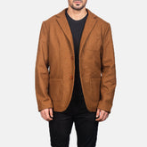 Suros Khaki Leather Blazer Jacket
