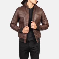 Luson Brown Leather Bomber Jacket