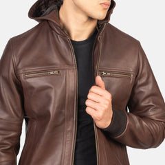 Luson Brown Leather Bomber Jacket