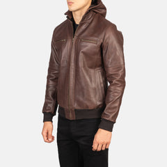 Luson Brown Leather Bomber Jacket