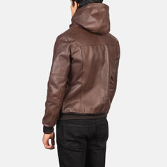 Luson Brown Leather Bomber Jacket