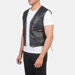 Kodon Black Leather Vest Jacket