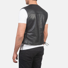 Kodon Black Leather Vest Jacket