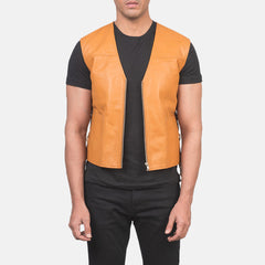 Kodon Brown Leather Vest Jacket