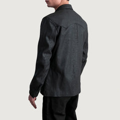 Siken Black Leather Shirt Jacket
