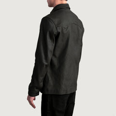 Siken Brown Leather Shirt Jacket