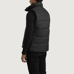 Kegen Black Leather Vest Jacket