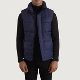 Kegen Blue Leather Vest Jacket