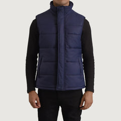 Kegen Blue Leather Vest Jacket