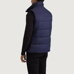 Kegen Blue Leather Vest Jacket