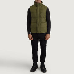 Kegen Green Leather Vest Jacket
