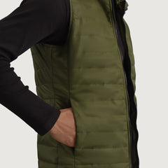Arlen Green Leather Hooded Vest Jacket