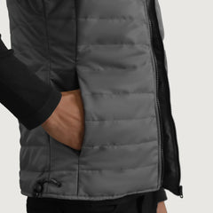 Arlen Grey Leather Hooded Vest Jacket