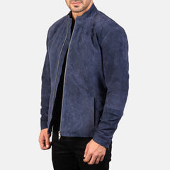 Zeren Blue Suede Biker Jacket