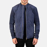 Zeren Blue Suede Biker Jacket