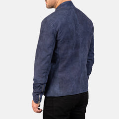 Zeren Blue Suede Biker Jacket