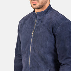 Zeren Blue Suede Biker Jacket