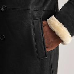 Wylus Black Leather Coat Jacket