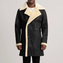 Wylus Black Leather Coat Jacket