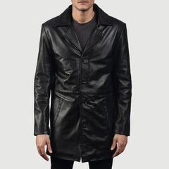 Subos Black Leather Coat Jacket
