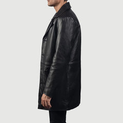 Subos Black Leather Coat Jacket