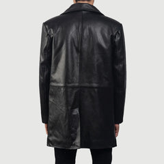 Subos Black Leather Coat Jacket