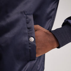 Kosar Blue Leather Bomber Jacket