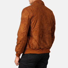 Komin Brown Suede Bomber Jacket