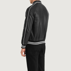 Jopar Black Leather Varsity Jacket