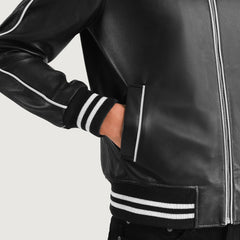 Jopar Black Leather Varsity Jacket
